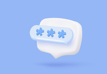 3D private icon signs with secure for online payment safety concepts. password firewall secure for protect crime with hacker in minimalist. 3d password correct buttons icon vector render illustration