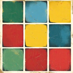 Poster - Colorful Square Tiles on Beige Background