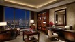 © Sampao - A modern, well-lit dressing space with a large full-length mirror, wooden shelving, and soft lighting accents.