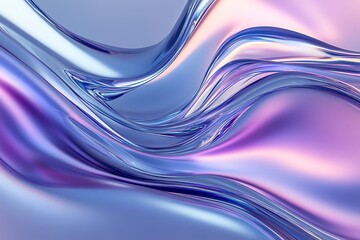 Canvas Print - Sleek 3D Iridescent Glass Waves – Futuristic Metallic Fluid Design