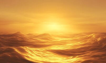 Fototapete - Golden waves under a warm sunset create a tranquil ocean scene.