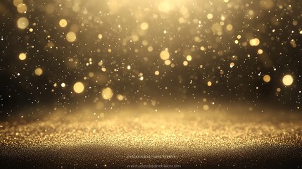 Fototapete - Golden particles shimmer against a dark background, creating a magical, ethereal atmosphere.