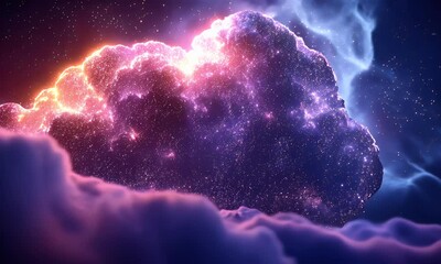 Wall Mural - Radiant cloud formation at night; ethereal, otherworldly; background of nebulae. Possible use Wallpaper, abstract art, digital art