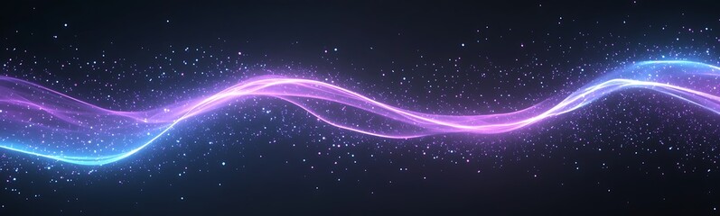 Aufkleber - Vibrant abstract waves of blue and pink light against a dark background, conveying energy and movement.