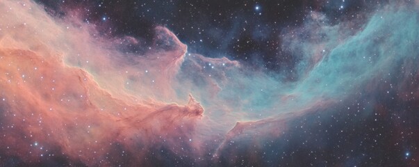 a stunning celestial nebula with stars and vast colorful clouds