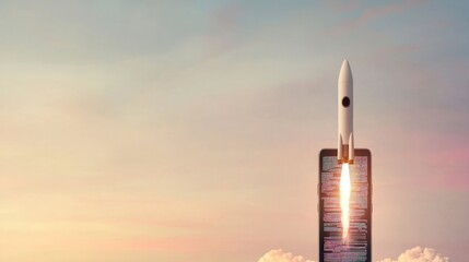 Smartphone App Launch  Rocket  Code  Sunrise Sky