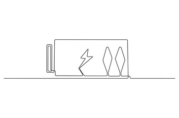 Wall Mural - continuous one line drawing of battery charging. single line drawing illustration of battery chargin