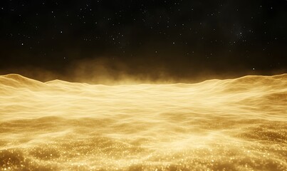 Aufkleber - Golden waves shimmer under a starry sky, creating a mesmerizing cosmic landscape.