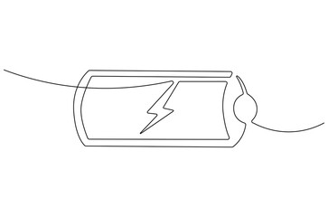 Wall Mural - continuous one line drawing of battery charging. single line drawing illustration of battery chargin