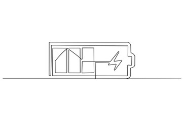Wall Mural - continuous one line drawing of battery charging. single line drawing illustration of battery chargin