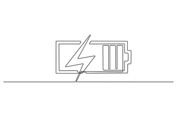 Wall Mural - continuous one line drawing of battery charging. single line drawing illustration of battery chargin
