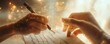 © sungedi - Person is writing on paper with a shimmering pen and light