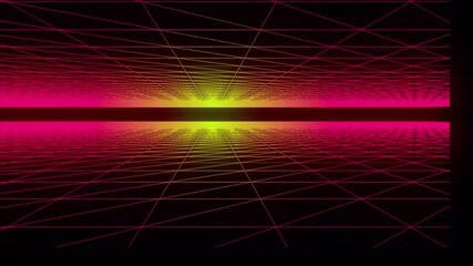 Wall Mural - abstract background with color neon lines. digital wave of particles. 3d. futuristic point wave