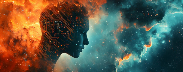 Wall Mural - A digital artwork combining elements of artificial intelligence .