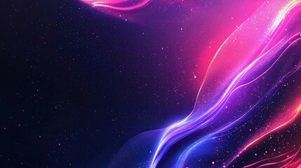 Wall Mural - a vibrant abstract design with flowing waves of pink and purple light against a dark background, cre