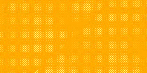 Yellow halftone pattern. Retro comic gradient background. Bright orange pixelated dotted texture overlay. Cartoon pop art faded gradient pattern yellow background