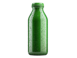 Wall Mural - refreshing hydration, closeup of a green bottle with condensation droplets cool