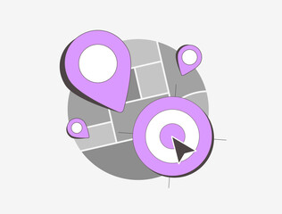 Wall Mural - location search with map markers. nearby places, gps navigation and local seo strategy for business 
