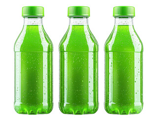 Wall Mural - Icecold refreshment, closeup of three soda bottles with condensation droplets refreshing