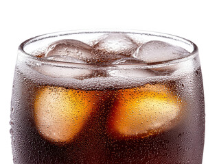 Wall Mural - Icecold cola in a glass, refreshing beverage on dark background 