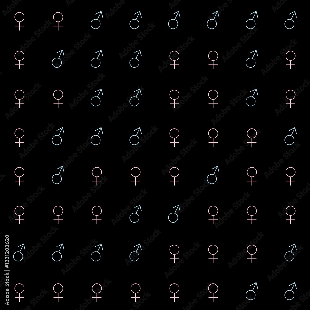 8x8 matrix for a total of 64 mixed male and female symbols with ...