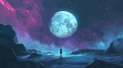 Wall Mural - a person on the moon 