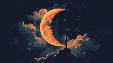 Wall Mural - a person on the moon 