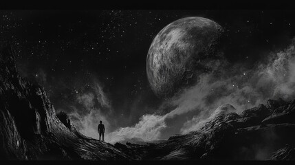 Wall Mural - a person on the moon 