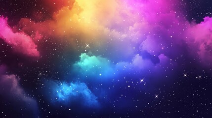 Wall Mural - Galaxy Background, with Stars and colorful Nebula Clouds. Outer Space Astronomy image showing an Interstellar Celestial view of the Cosmos 