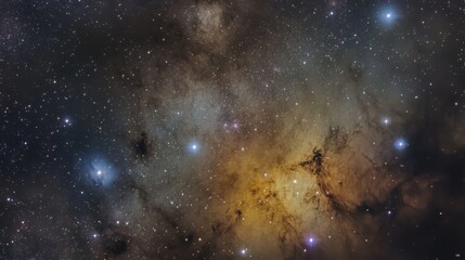 Wall Mural - Galaxy Background, with Stars and colorful Nebula Clouds. Outer Space Astronomy image showing an Interstellar Celestial view of the Cosmos 