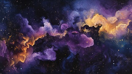 Wall Mural - Galaxy Background, with Stars and colorful Nebula Clouds. Outer Space Astronomy image showing an Interstellar Celestial view of the Cosmos 