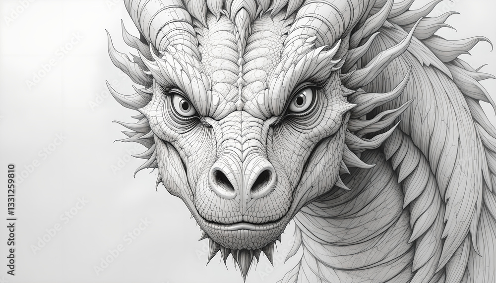 Monstrous Beast: Intricate Pencil Sketch with Detailed Textures Stock ...