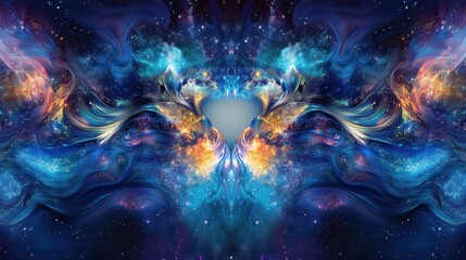 Wall Mural - symmetrical cosmic galaxy nebula abstract art deep space visual symphony.