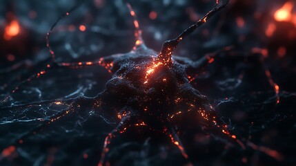 Poster - Glowing Lava Neuron Abstract Artistic Rendering of Neural Network