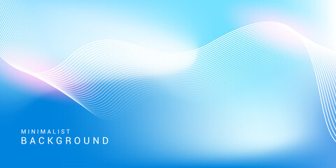 Wall Mural - Abstract blue gradient background with shining lines waves. Minimalist background for banner, poster, cover, brochure, flyer, website