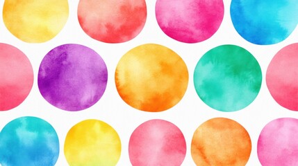Aufkleber - Colorful Watercolor Circles on White Background for Bright Design Projects