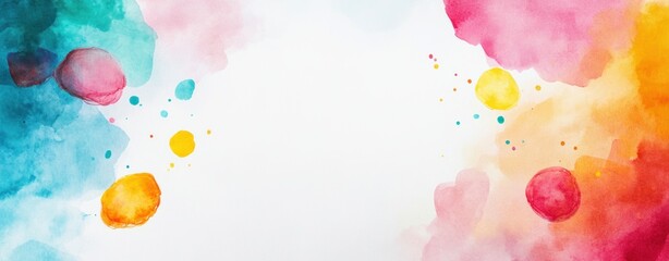 Aufkleber - Vibrant Watercolor Background with Colorful Blots and Soft Pastel Hues