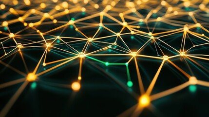 Leinwandbilder - Abstract Digital Connections with Bright Nodes in a Dark Background for Technology Themes
