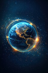 Wall Mural - stunning digital art of earth illuminated in cosmic space