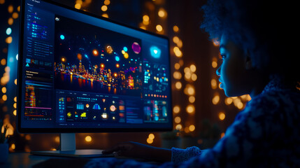 Concept: Editing night city lights. Purpose: Creative project for post production professional
