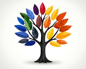Wall Mural - colorful tree with vibrant leaves in various shades, symbolizing diversity and nature's beauty again