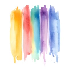 Wall Mural - Colorful Strokes: A vibrant display of vertical strokes in a rainbow of hues, painted with a delicate watercolor texture, creating a lively and dynamic piece of art.