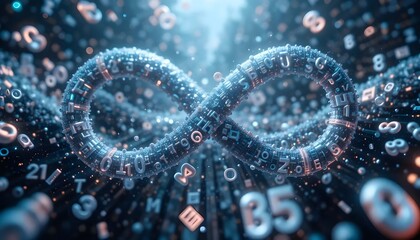 Wall Mural - endless flow of 3d random numbers representing data and computation