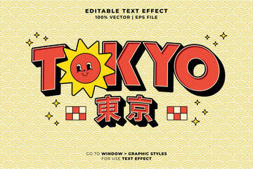 Wall Mural - editable text effect tokyo japan 3d cartoon template text style premium vector