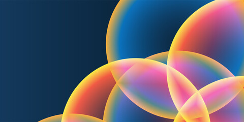 Wall Mural - abstract background, header or banner design with large red, orange, yellow and blue overlaying glob