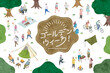 © fukufuku - ゴールデンウィークでアウトドアで楽しむ人々のイラストセット、アイソメトリック、アイソメイラスト