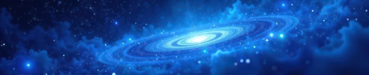 Wall Mural - Abstract swirling blue light nebula, cosmic energy glow, technology, color, flow
