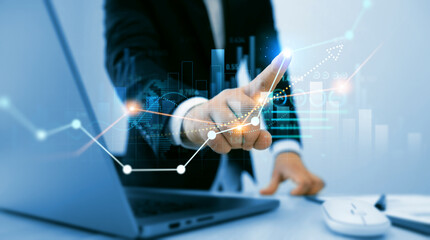 Aufkleber - Analysis finance grow graph and market investment. Financial business analysis plan,earnings,sale and strategy.Stock market chart, exchange financial growth diagra