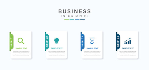 Wall Mural - four steps business infographics template vector.