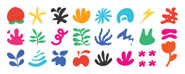 Canvas Print - set of abstract organic shapes vector. collection of contemporary figure, cloud, flower, sparkle, ge